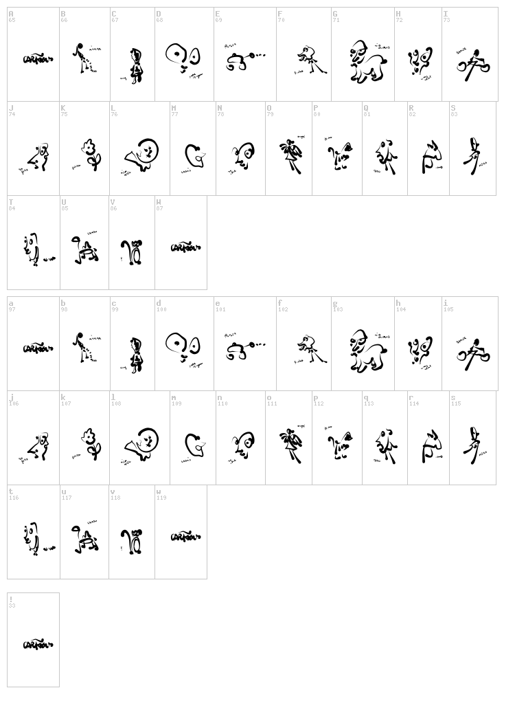 Cartoons Abstract font map